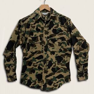 VTG Five Brothers Chamois Flannel Shirt Frogskin Duck Hunt Camo Custom Sleeves